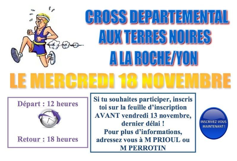 CROSS DEPARTEMENTAL LE 18-11 – inscrivez vous!