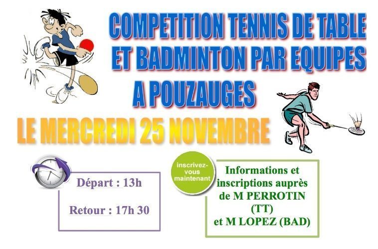 Championnat district BAD et TT le 25-11