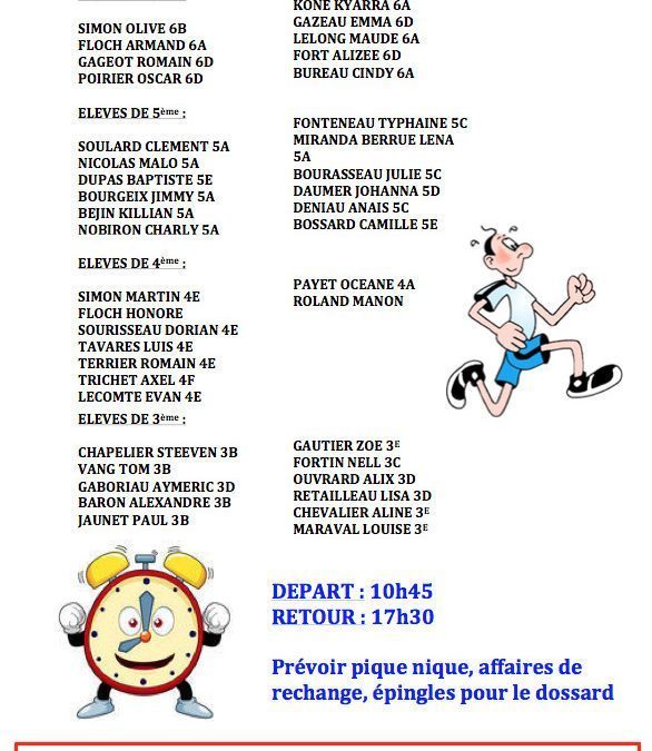 CONVOCATIONS CROSS DEPARTEMENTAL MERCREDI 18-11