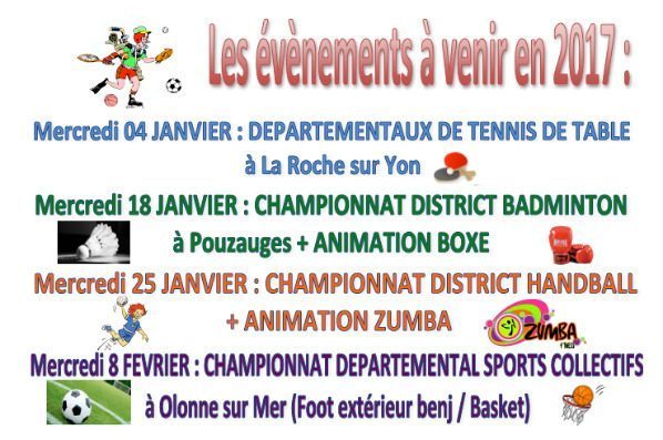 EVENEMENTS AS A VENIR EN 2017!