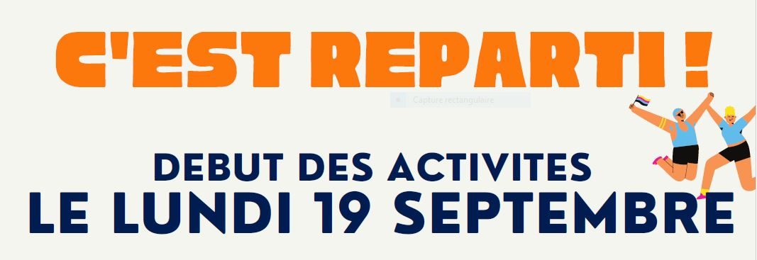 ASSOCIATION SPORTIVE : reprise des activités le 19/09 !